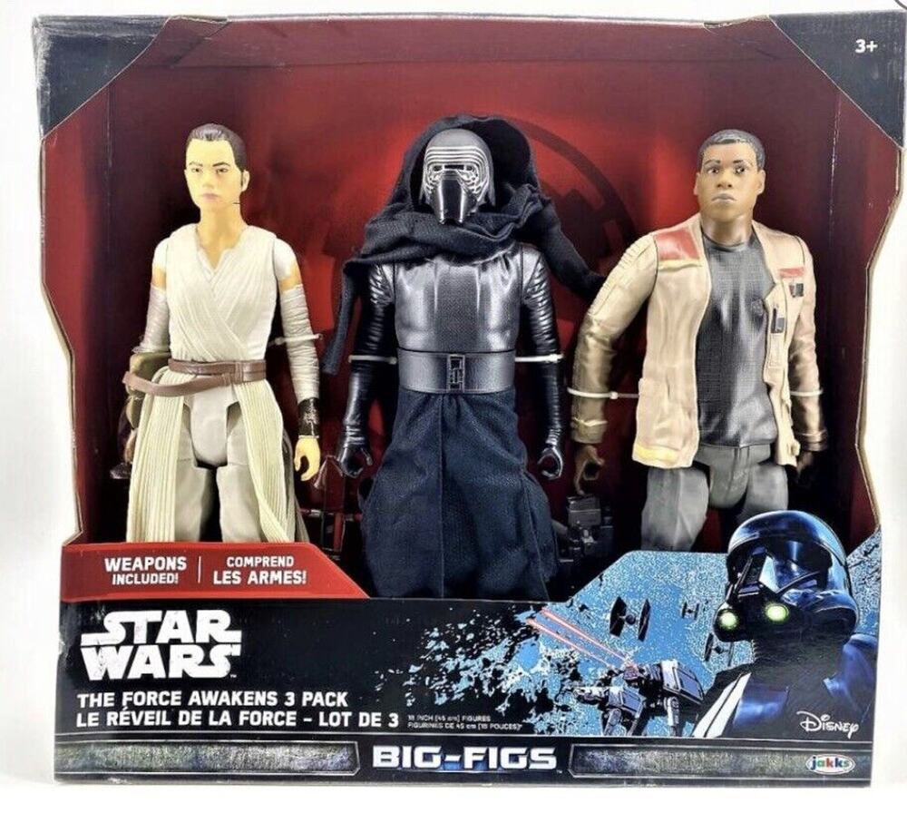 Star Wars Figures The Force Awakens 3 Pack Big Figs 18" Rey Kylo Ren Finn NIB